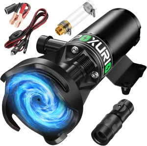 12V RV Macerator Pump, 12GPM Self-Priming Sewage Pump with 3.2FT Suction & 10FT Lift, Durable 144W Copper Motor, Complete RV Macerator Pump Kit for RV, Marine, Campers, and More