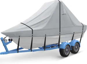 25' - 27' Wide Bow 900D Wake Tower Boat Cover, Cover The Ski/Wakeboard Tower and Boat, Metal Fittings Waterproof Breathing Tear and UV-Resistant,Fits 25ft - 27ft Wide Boats with Ski/Wakeboard Tower