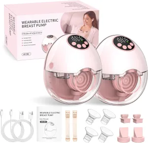 2Pack Hands Free Breast Pump - Wearable Breast Pumps with 4 Modes 12 Levels, Portable Breast Pumping for Work Travel Night with Leak-Proof DoubleFit Flange, Ideal for Breast Pump