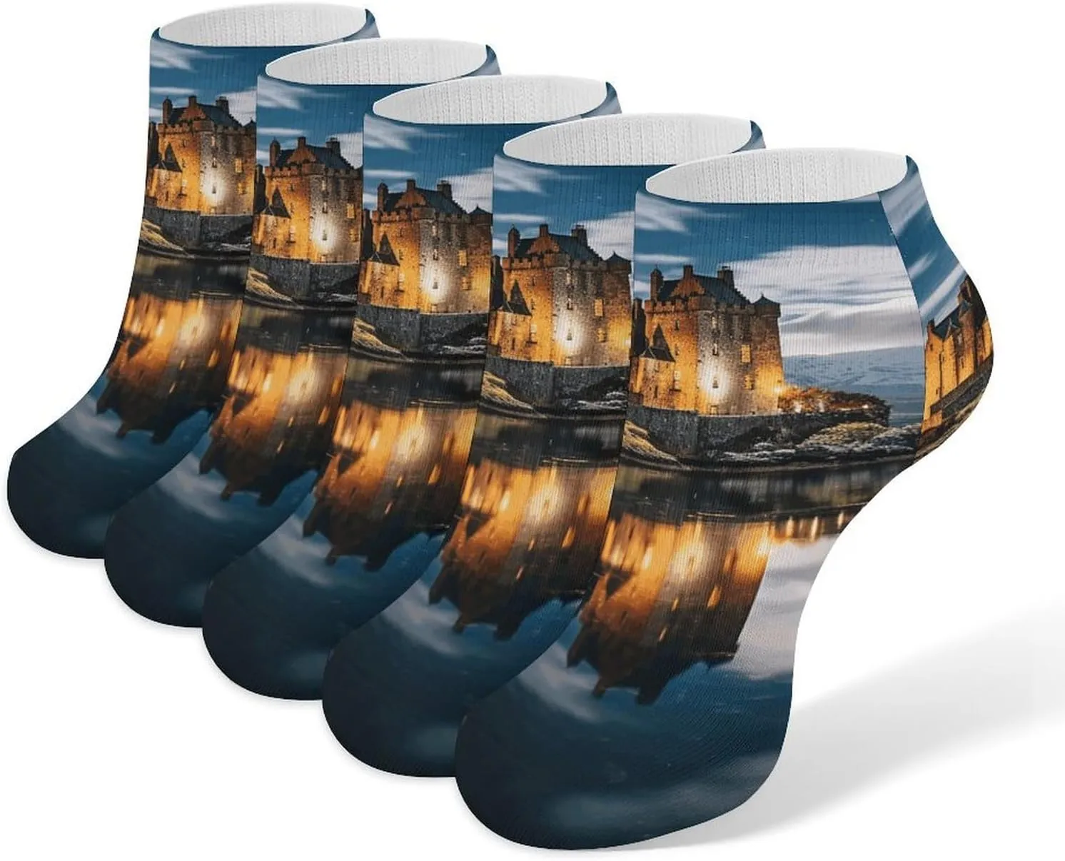 A Castle by The Lake Ankle Socks for Men & Women, 5 Pairs Breathable Soft Low Cut Socks, Stretch Sweat Wicking Sox