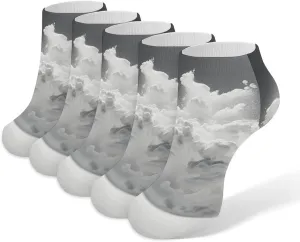 A Cloud Floating Ankle Socks for Men & Women, 5 Pairs Breathable Soft Low Cut Socks, Stretch Sweat Wicking Sox