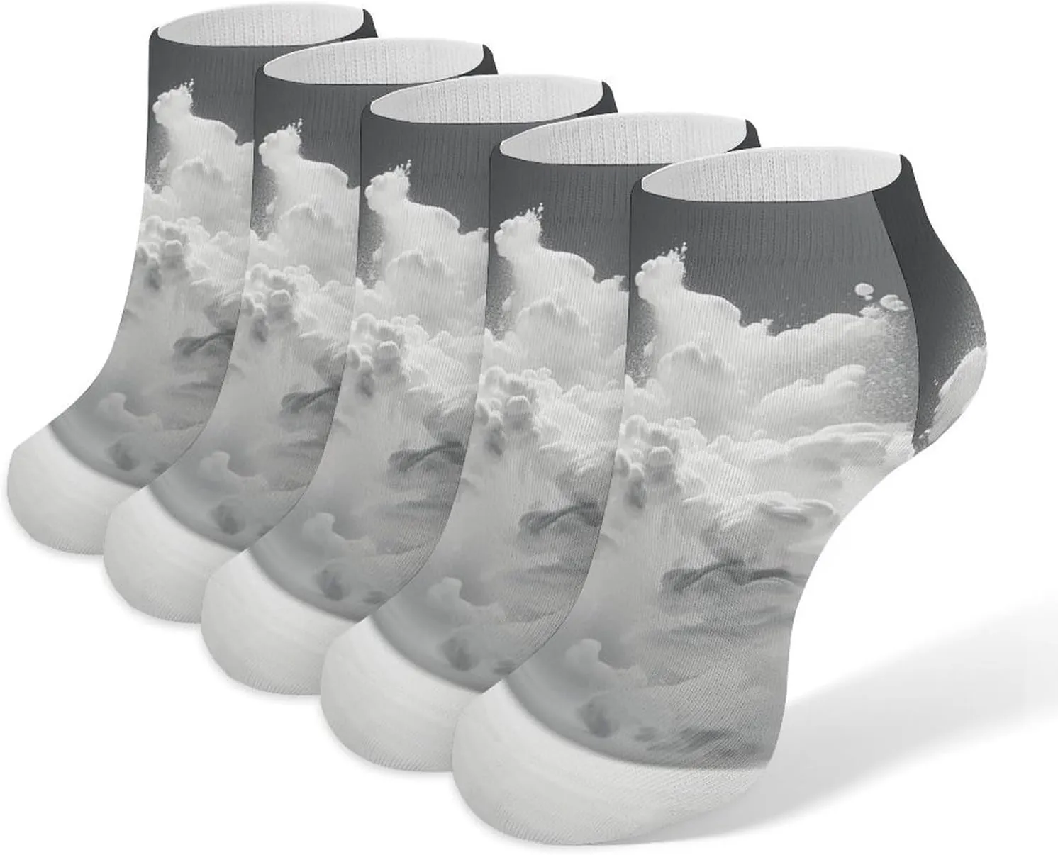 A Cloud Floating Ankle Socks for Men & Women, 5 Pairs Breathable Soft Low Cut Socks, Stretch Sweat Wicking Sox