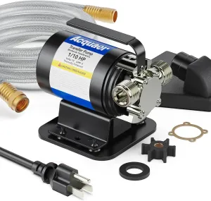 Acquaer Portable Electric Utility Water Transfer Pump 115V 1/10 HP with Suction Hose Kit, Low Suction Water Removal for Water Beds, Pools, Rain Barrel, Aquariums