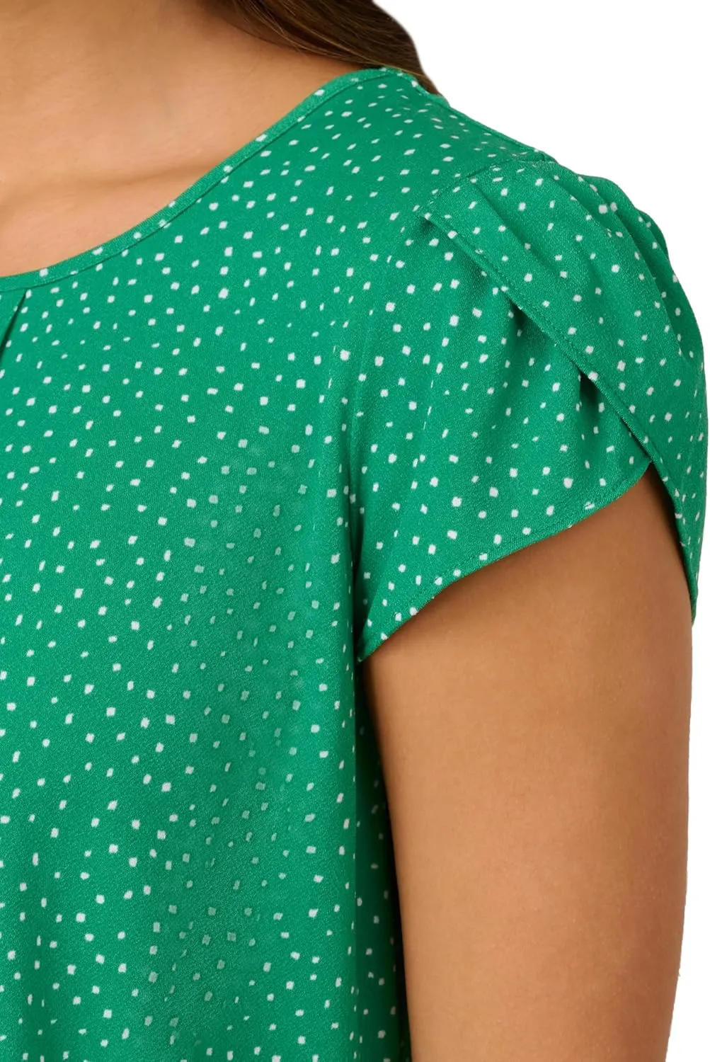 Adrianna Papell Women's Printed Petal Sleeve Knit Top