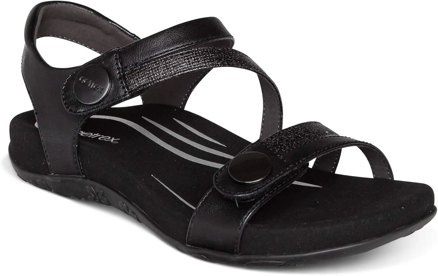 Aetrex Women's Jess Orthopedic Adjustable Quarter Strap Sandals - Comfort Memory Foam Fashion Flat Womens Sandals with Arch Support