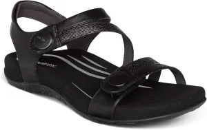 Aetrex Women's Jess Orthopedic Adjustable Quarter Strap Sandals - Comfort Memory Foam Fashion Flat Womens Sandals with Arch Support