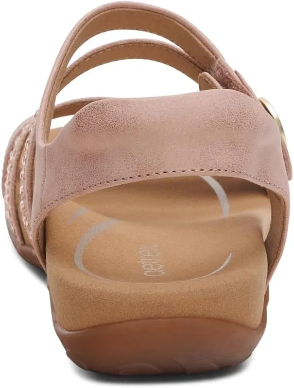 Aetrex Women's Jess Orthopedic Adjustable Quarter Strap Sandals - Comfort Memory Foam Fashion Flat Womens Sandals with Arch Support