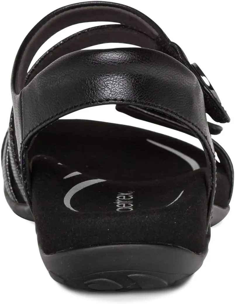 Aetrex Women's Jess Orthopedic Adjustable Quarter Strap Sandals - Comfort Memory Foam Fashion Flat Womens Sandals with Arch Support