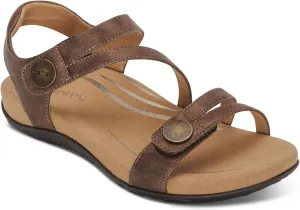 Aetrex Women's Jess Orthopedic Adjustable Quarter Strap Sandals - Comfort Memory Foam Fashion Flat Womens Sandals with Arch Support