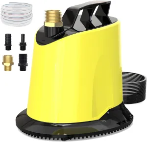 AgiiMan Pool Cover Pump - 125W Water Pump for Pool Draining, Submersible Sump Pump 1100 GPH with 16ft Drainage Hose & 25ft Extra Long Power Cord, 4 Hose Adapters for Tub, Garden Pond, Aquarium