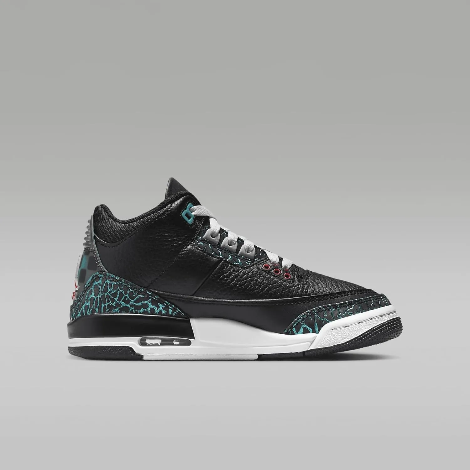 Air Jordan 3 Retro Big Kids' Shoes (FV5437-001, Black/Hyper Jade/White/Siren Red)