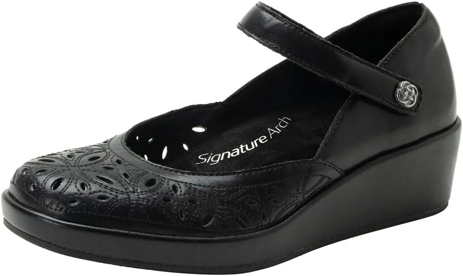 Alegria Women's Hayes Leather Wedge Mary Jane Pump