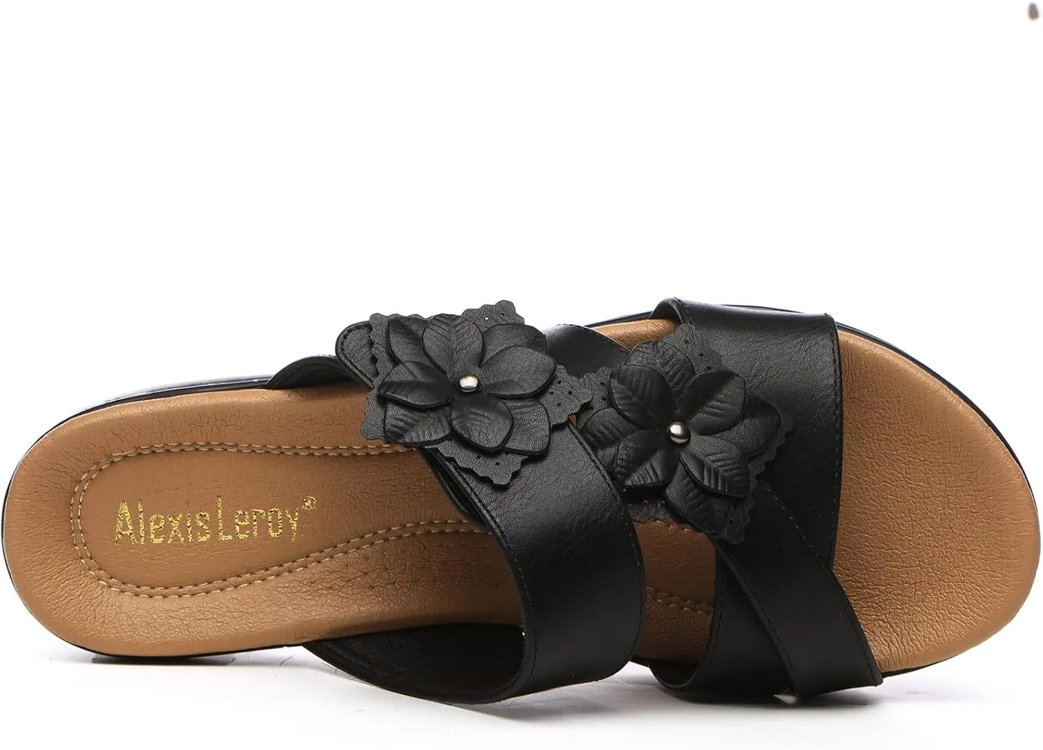 Alexis Leroy Comfortable Insole Buckle Strap Vamp Women's Wedge Sandals