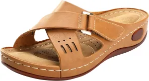 Alexis Leroy Comfortable Insole Buckle Strap Vamp Women's Wedge Sandals