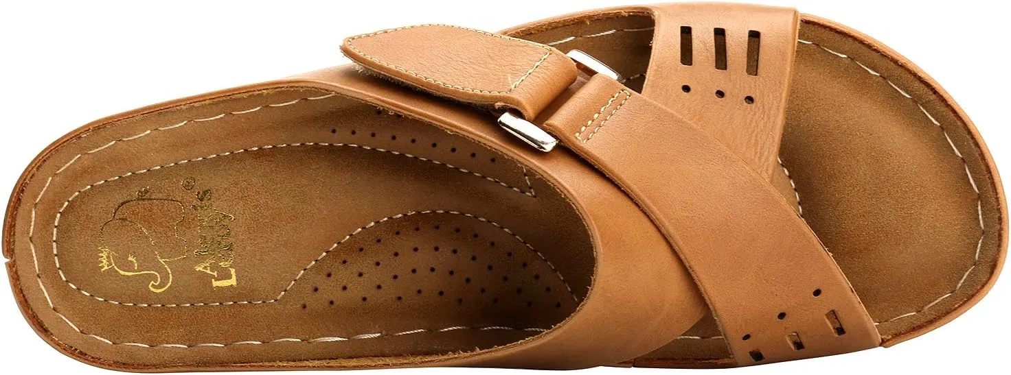 Alexis Leroy Comfortable Insole Buckle Strap Vamp Women's Wedge Sandals