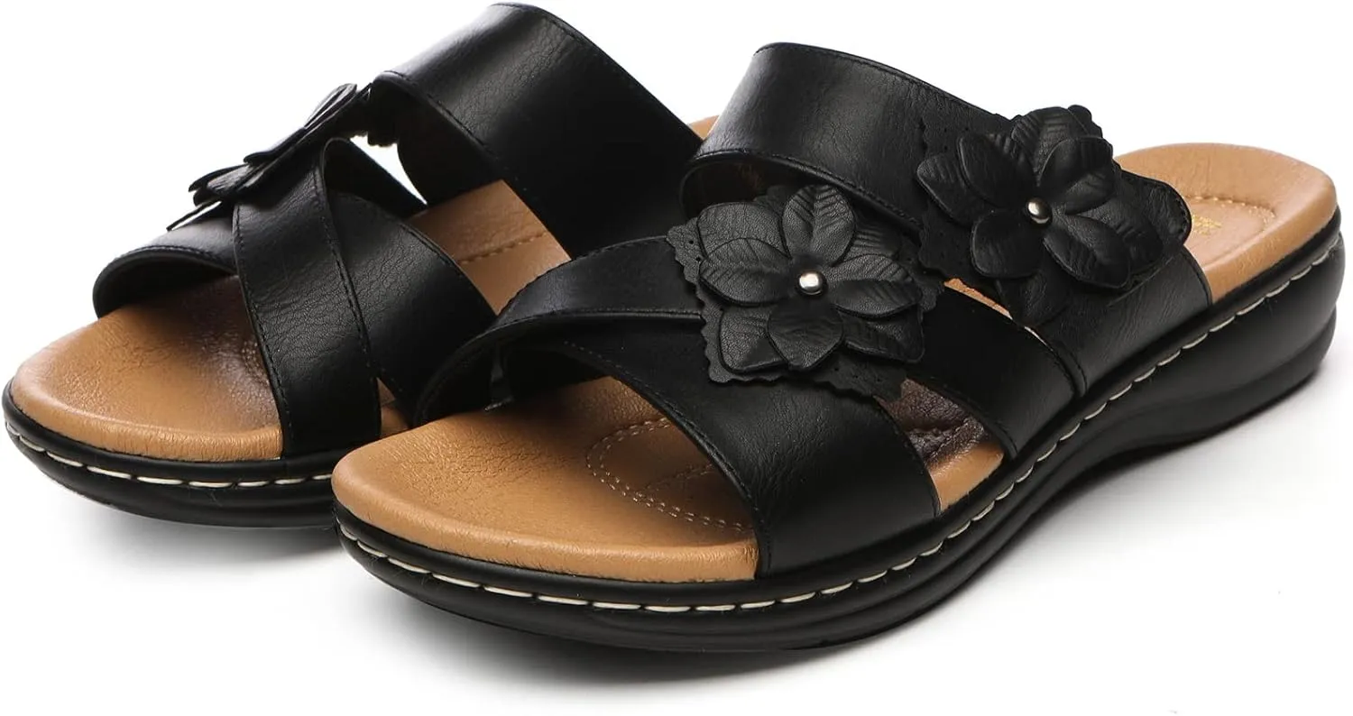 Alexis Leroy Comfortable Insole Buckle Strap Vamp Women's Wedge Sandals