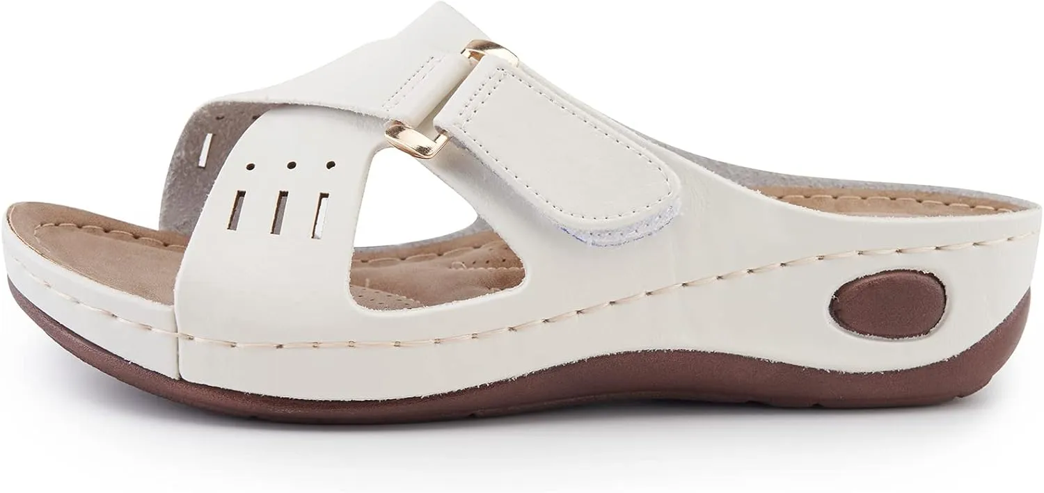 Alexis Leroy Comfortable Insole Buckle Strap Vamp Women's Wedge Sandals