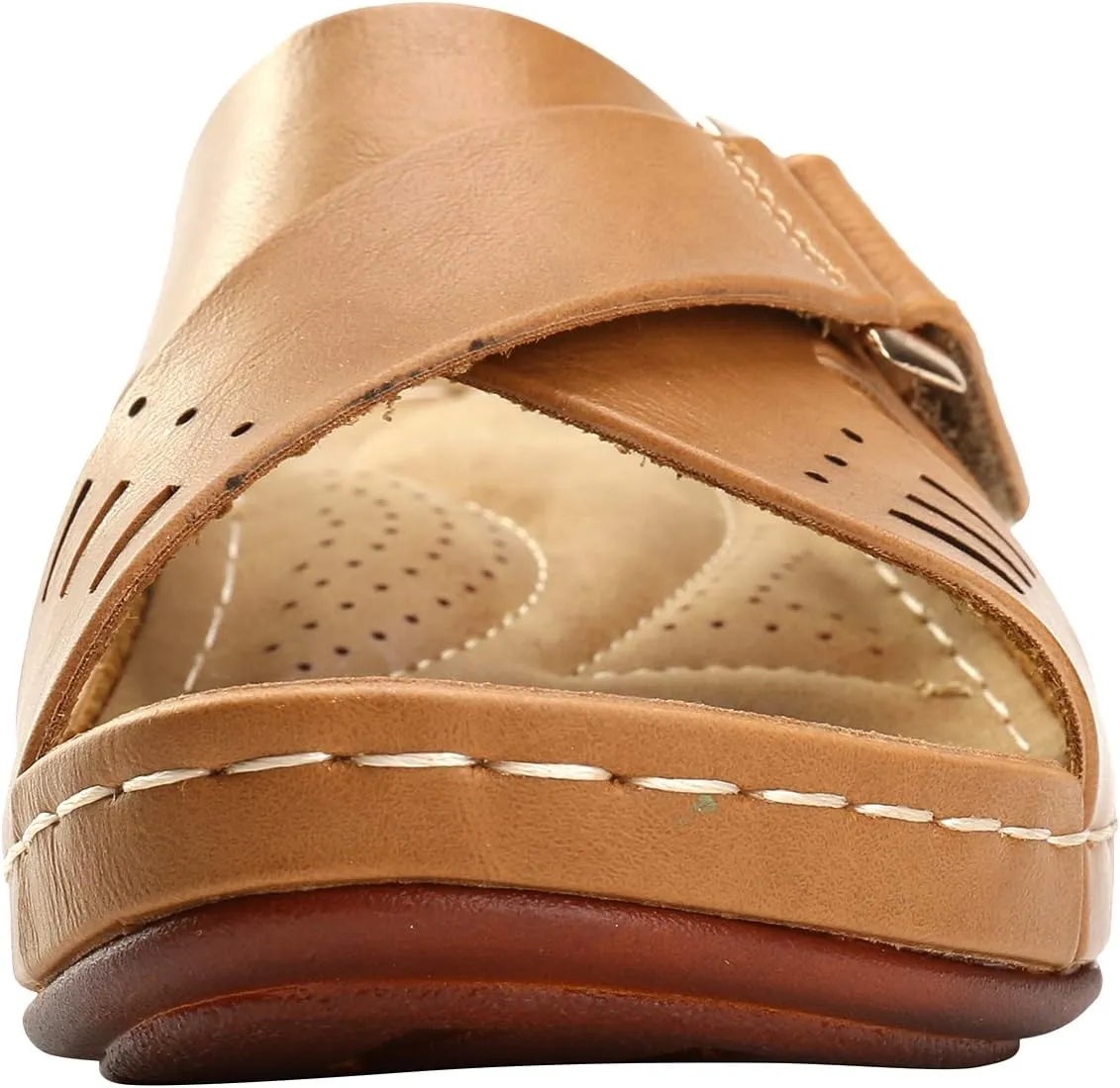 Alexis Leroy Comfortable Insole Buckle Strap Vamp Women's Wedge Sandals