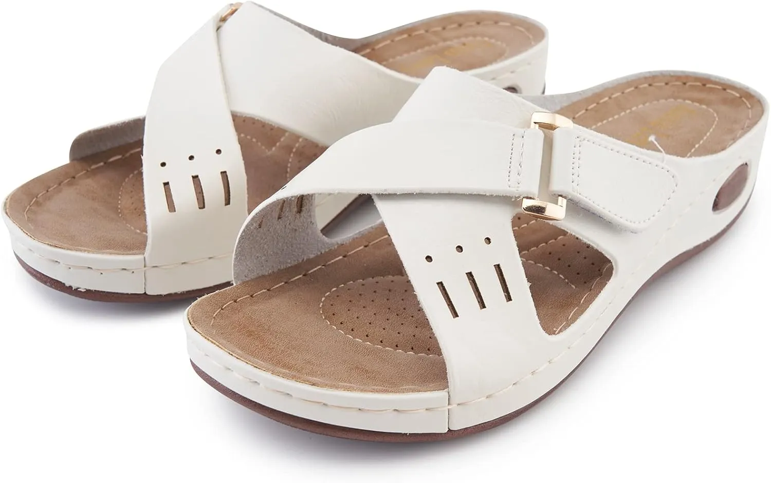Alexis Leroy Comfortable Insole Buckle Strap Vamp Women's Wedge Sandals