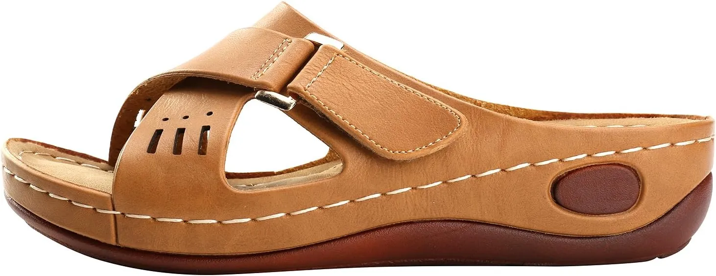 Alexis Leroy Comfortable Insole Buckle Strap Vamp Women's Wedge Sandals