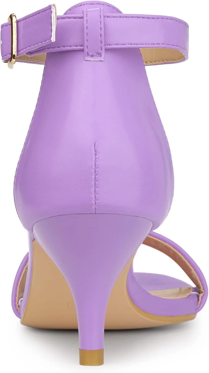 Allegra K Women's Ankle Strap Kitten Heel Sandals