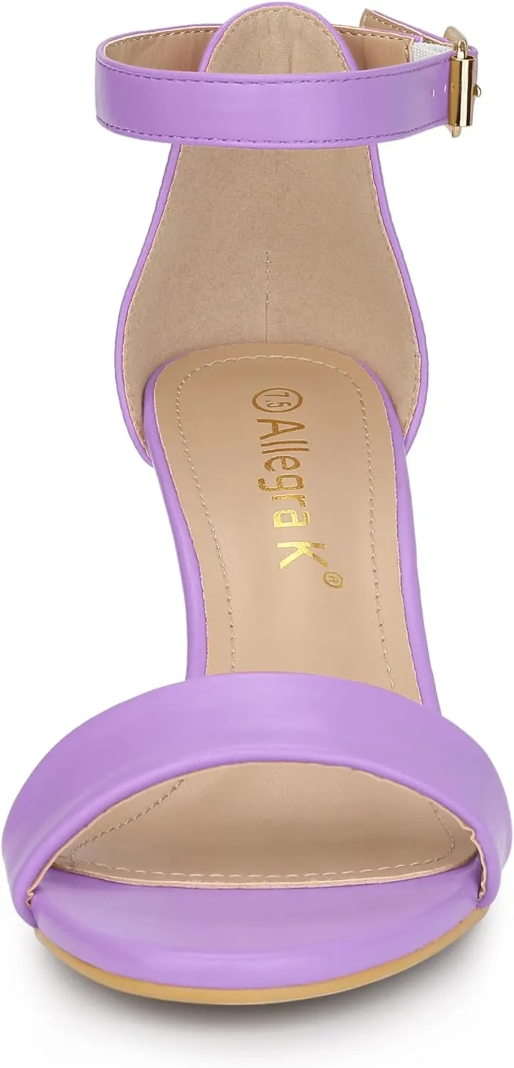 Allegra K Women's Ankle Strap Kitten Heel Sandals