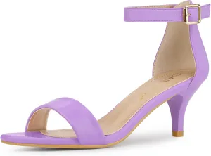 Allegra K Women's Ankle Strap Kitten Heel Sandals