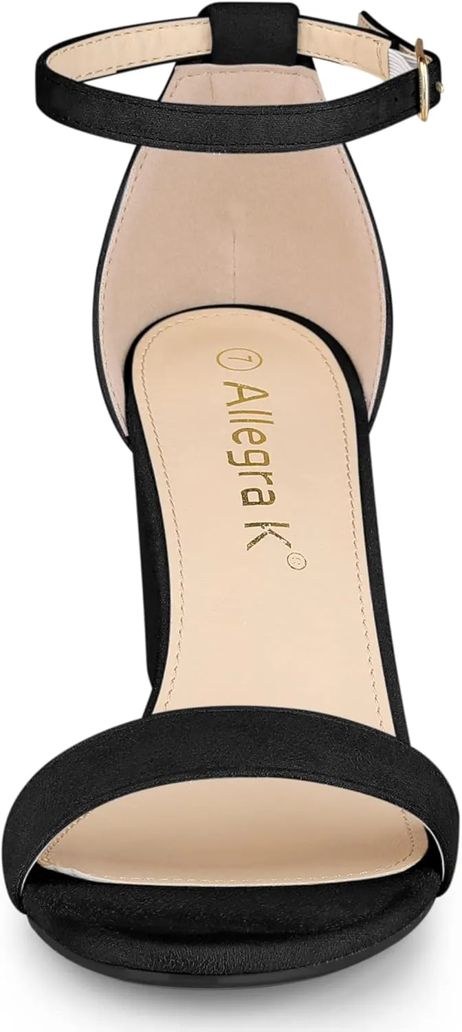 Allegra K Women's Buckle Ankle Strap High Chunky Heels Sandals
