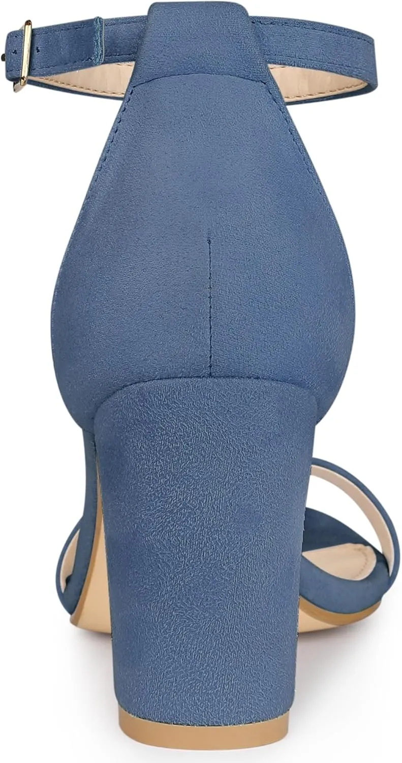 Allegra K Women's Buckle Ankle Strap High Chunky Heels Sandals