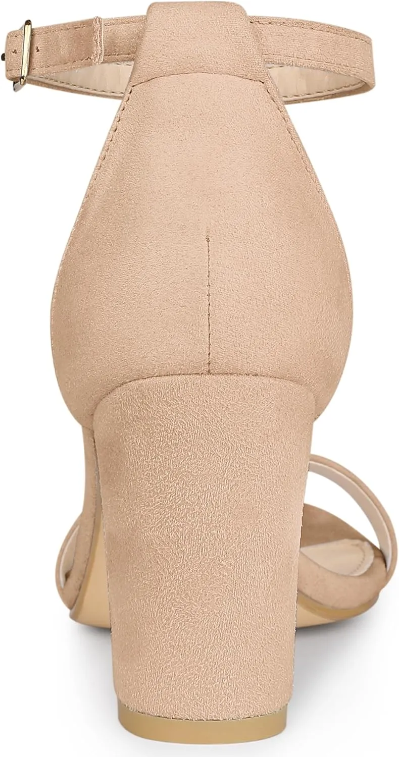 Allegra K Women's Buckle Ankle Strap High Chunky Heels Sandals