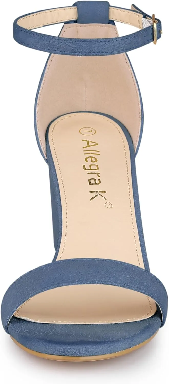 Allegra K Women's Buckle Ankle Strap High Chunky Heels Sandals