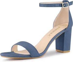 Allegra K Women's Buckle Ankle Strap High Chunky Heels Sandals