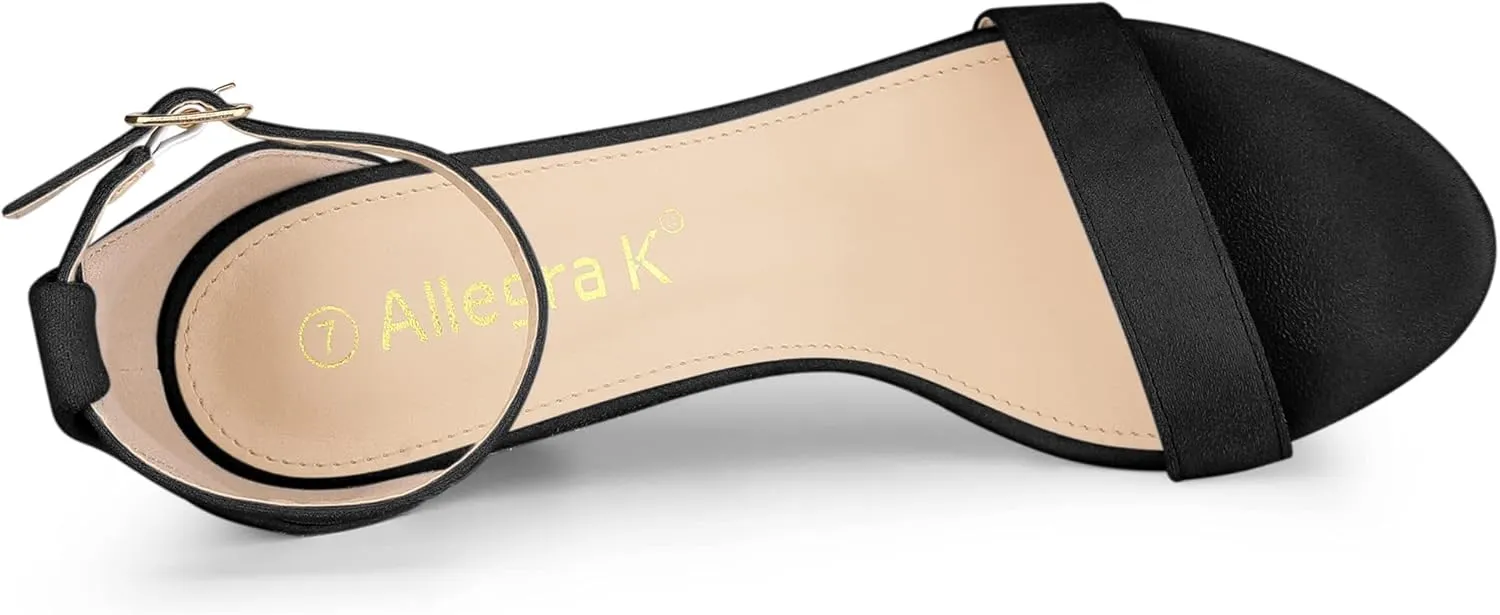 Allegra K Women's Buckle Ankle Strap High Chunky Heels Sandals
