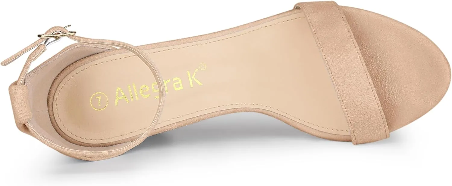 Allegra K Women's Buckle Ankle Strap High Chunky Heels Sandals