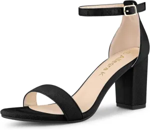 Allegra K Women's Buckle Ankle Strap High Chunky Heels Sandals