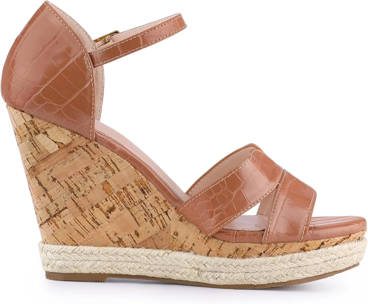 Allegra K Women's Cork Wedges Platform Wedge Heel Sandals