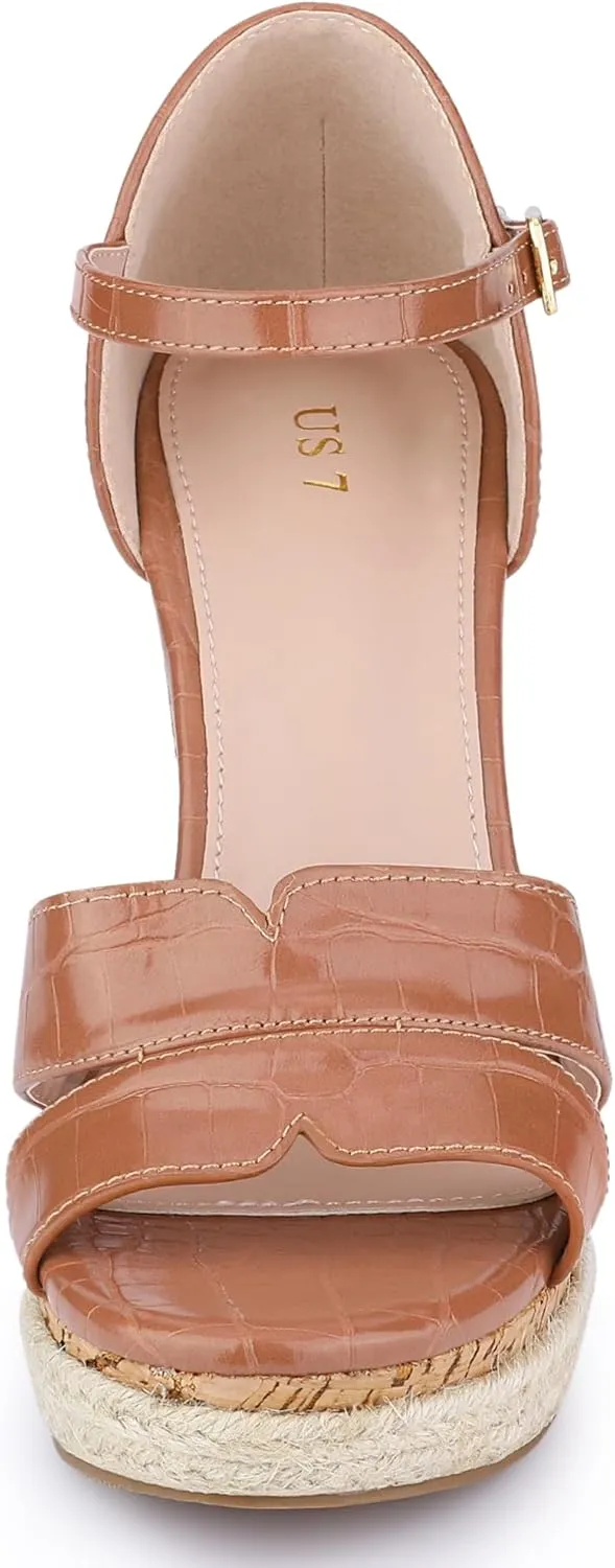 Allegra K Women's Cork Wedges Platform Wedge Heel Sandals