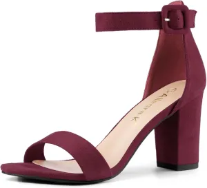 Allegra K Women's Open Toe High Chunky Heel Buckle Ankle Strap Sandals