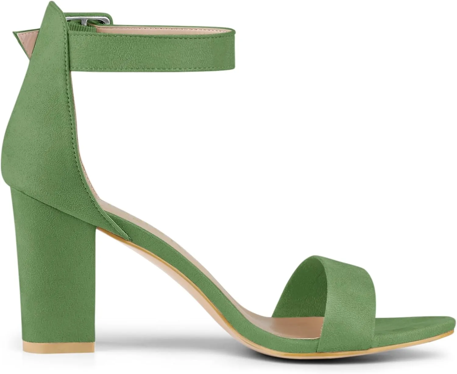 Allegra K Women's Open Toe High Chunky Heel Buckle Ankle Strap Sandals