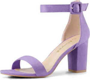 Allegra K Women's Open Toe High Chunky Heel Buckle Ankle Strap Sandals