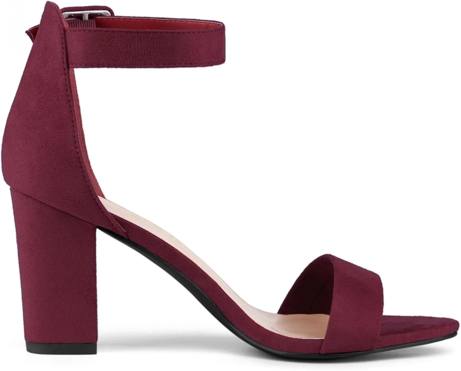 Allegra K Women's Open Toe High Chunky Heel Buckle Ankle Strap Sandals