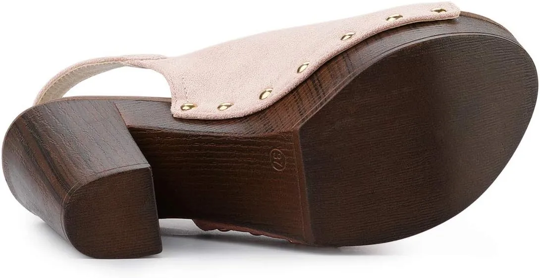 Allegra K Women's Open Toe Slingback Platform Chunky Heels Sandals