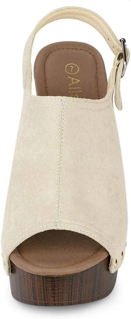 Allegra K Women's Open Toe Slingback Platform Chunky Heels Sandals