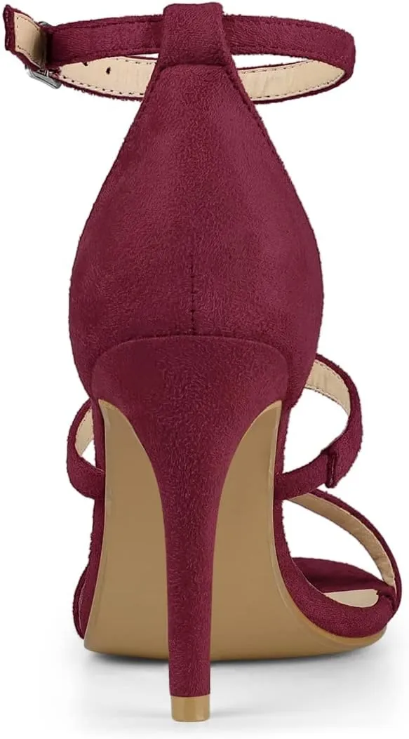 Allegra K Women's Open Toe Triple Straps Stiletto High Heel Sandals