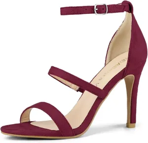 Allegra K Women's Open Toe Triple Straps Stiletto High Heel Sandals