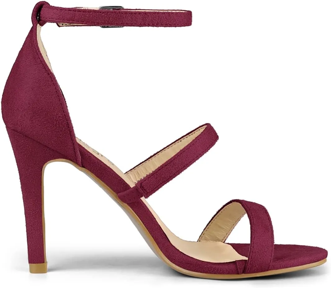 Allegra K Women's Open Toe Triple Straps Stiletto High Heel Sandals