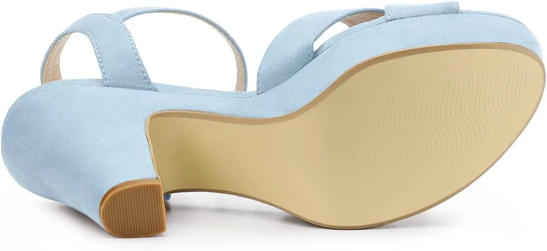 Allegra K Women's Platform Chunky Heels Slingback Sandals