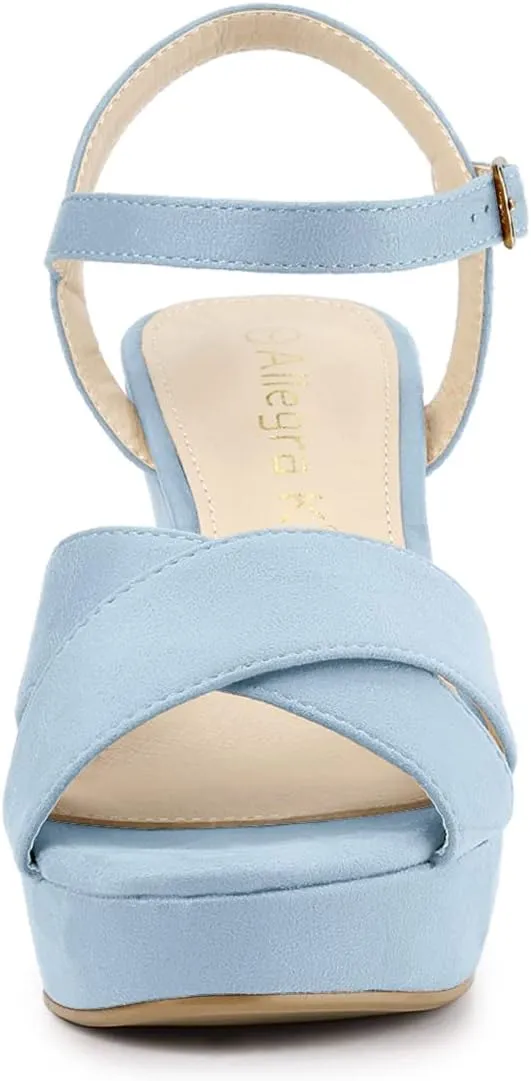 Allegra K Women's Platform Chunky Heels Slingback Sandals