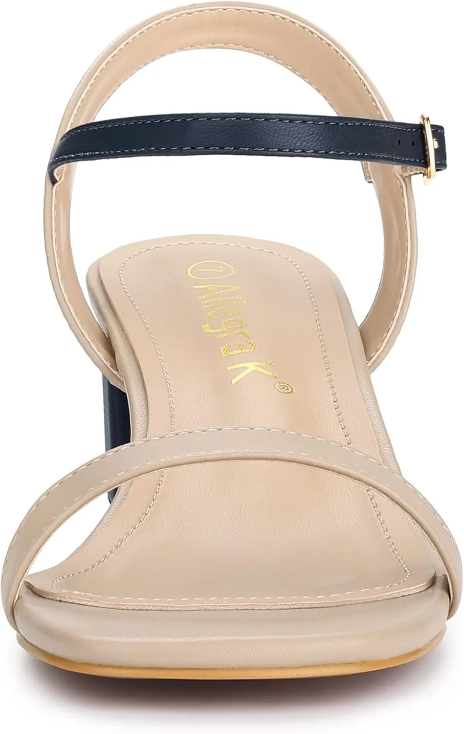 Allegra K Women's Slingback Buckle Chunky Heels Two-Tone Sandals