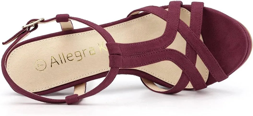 Allegra K Women's T Strap Slingback Platform Stiletto Heel Sandals